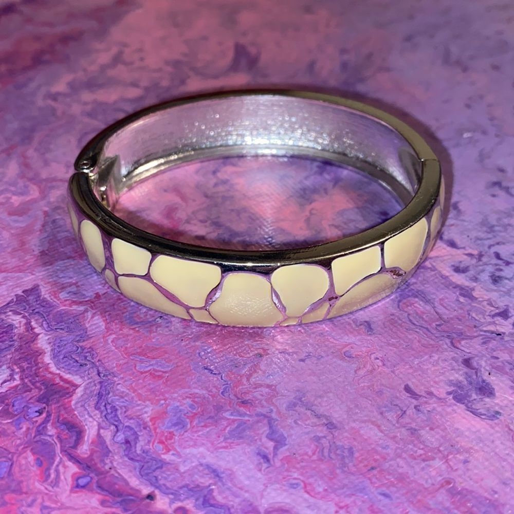 Express Enamel and Raised Metal Hinged Bracelet